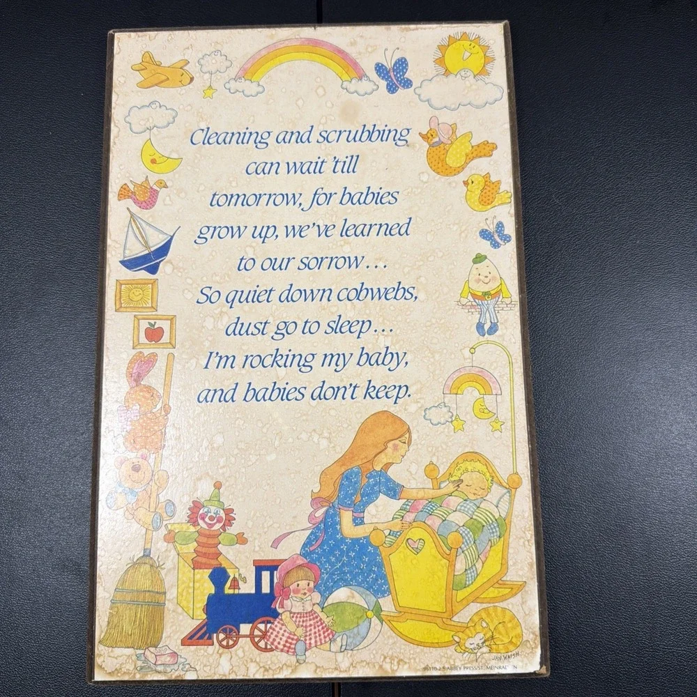 VTG Wood Nursery Decor Words Of Wisdom Cute Baby Rhymes